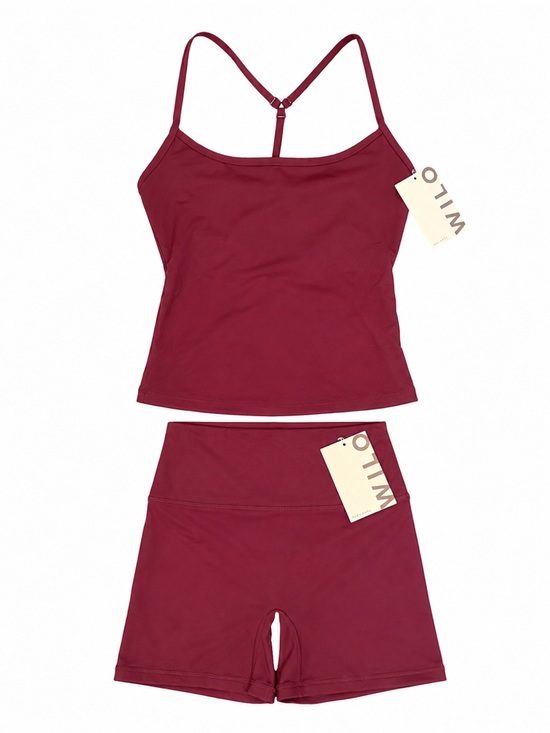 Wilo The Label Pants - Wilo The Label Longline Cami Biker Short Set Burgundy XS NWT